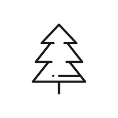 Fir Tree Line Icon. Spruce Forest. Hiking Sign and Symbol.