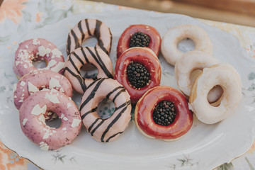 Stacked Wedding donuts on Plate