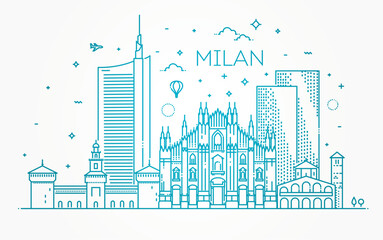 Linear banner of Milan city