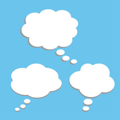 Vector set of stickers of speech bubbles. Blank empty white speech bubbles