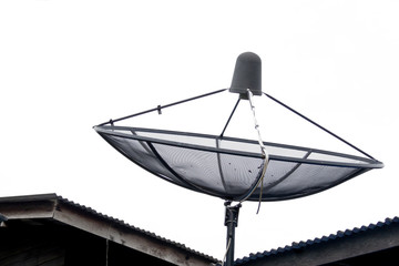 Satellite dish on vintage the roof