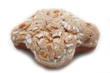 Sweet Easter cake named Colomba Pasquale. Italian pastry on white background