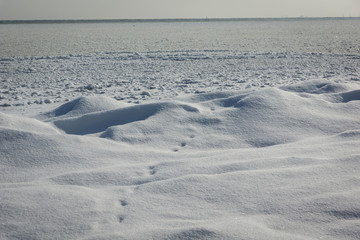 Beach on the Baltic sea in Gdynia Orlowo at winter, Pomorskie, Poland