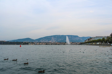 Fountain at lake Geneva, Switzerland