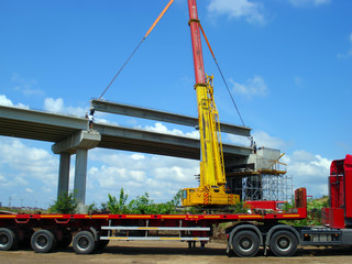 The crane fixed beam on pylons