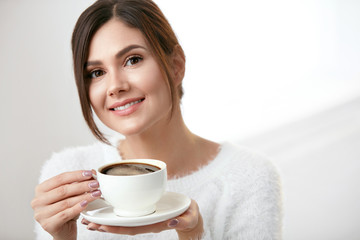 Beautiful Woman With Cup Of Coffee.