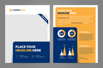 Orange and Blue Business brochure concept flyer design a4 template