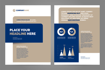 Blue and brown Business brochure concept flyer design a4 template
