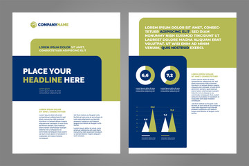 Blue and green Business brochure concept flyer design a4 template