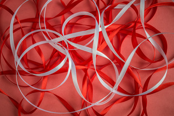 red and white ribbons for background