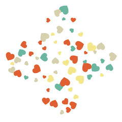 Vector Confetti Background Pattern.  Element of design.  Colored hearts on a white background