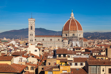 Fototapeta na wymiar Cathedral of Santa Maria del Fiore, view from the Piazza della Signoria, Florence, Tuscany, Italy