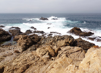 Waves Crashing Against California Coastal Rocks Road Trip Down Highway 1 Discovery Route California Coastal Cliffs