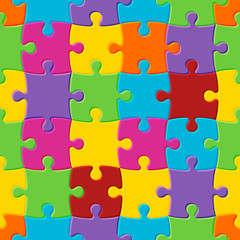World autism awareness day. Colorful seamless puzzle background. Symbol of autism. Vector Illustration