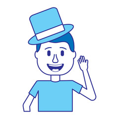 happy man hat and crazy glasses portrait vector illustration blue image