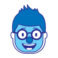 smiling face man with glasses and mask clown vector illustration gradient color image blue image