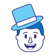 smiling face man with hat happy vector illustration gradient color image blue image