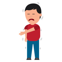 man bored by a joke discharge electric vector illustration