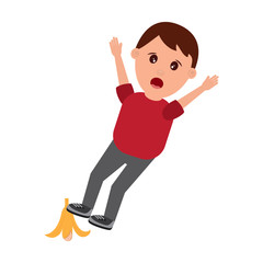 man slips with banana peel fools day prank vector illustration