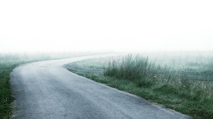 Road Leaving Into The Fog. Background Series.