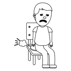 sad man sitting in chair with whoopee cushion fools day vector illustration thin line image