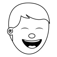 face young man smiling happy character vector illustration thin line image