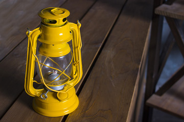 Kerosene lamp. Oil lamp yellow