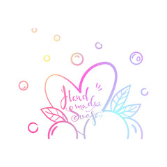 Gradient logo hand made soap for soap-boiler  with bubbles and leaves on the white background