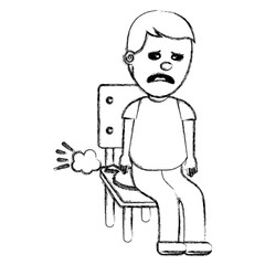 sad man sitting in chair with whoopee cushion fools day sketch image