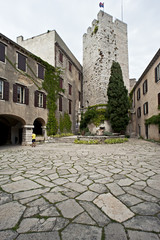 The internal courtyard of the Castello di Duino in Trieste. Italy