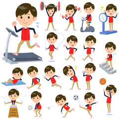 Store staff red uniform men_Sports & exercise