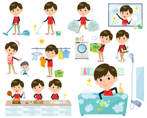 Store staff red uniform men_housekeeping