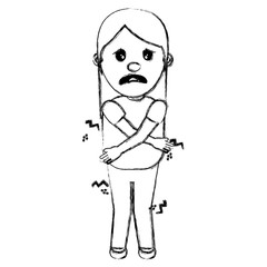 woman itch sensation for a joke vector illustration sketch image
