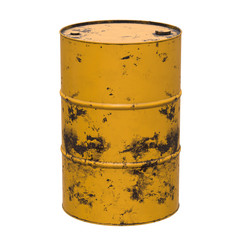 Old rust metal barrel oil isolated on white background. 3d render illustration