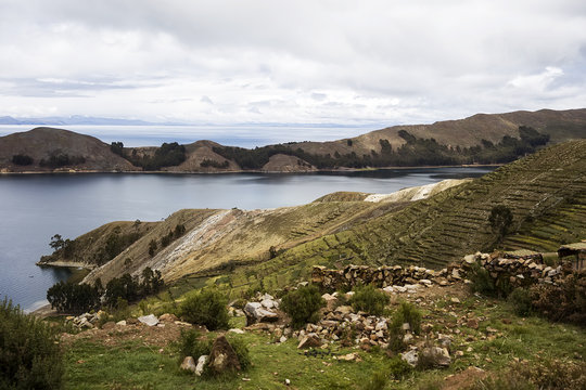 Isla del Sol on lake Titicaca in Bolivia