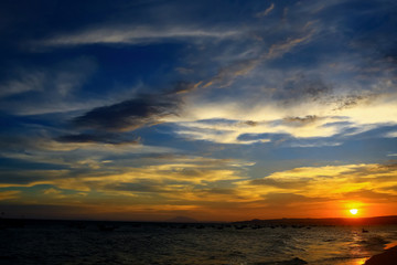 Beach in the tropics at sunset