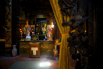 The interior of the temple in Asia