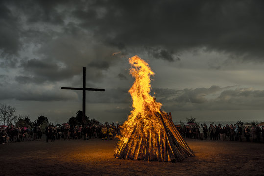 Awesome Easter / Bonfire in North Rhine-Westphalia in Germany. Osterfeuer