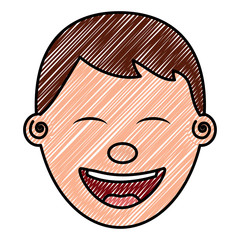 face young man smiling happy character vector illustration drawing image
