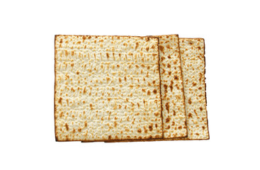 passover background with matzoh isolated on white.