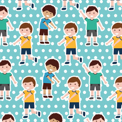happy cartoon boy kids background vector illustration