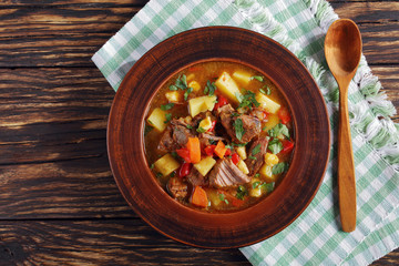 hungarian goulash or bograch in a bowl