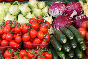 many fruits and vegetables for sale