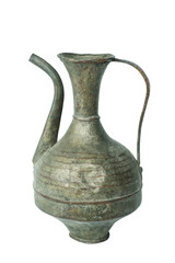 Old vintage copper jug on a white background, isolated