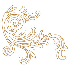 Golden vintage baroque ornament, corner. Retro pattern antique style acanthus. Decorative design element filigree calligraphy vector. - stock vector
