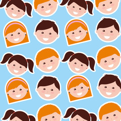happy cartoon faces kids background vector illustration