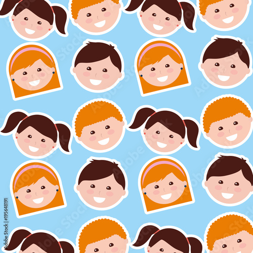 "happy cartoon faces kids background vector illustration" Stock image