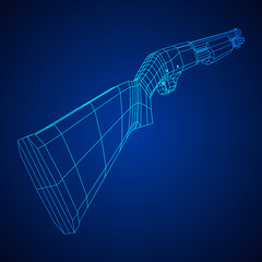 Shotgun rifle hunting carbine wireframe low poly mesh vector illustration