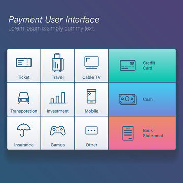Monitoring dashboard lifestyle for ATM payment application user interface vector illustration
