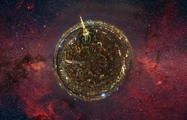 abstract view of Paris city as a planet in the galaxy. Elements of this image furnished by NASA